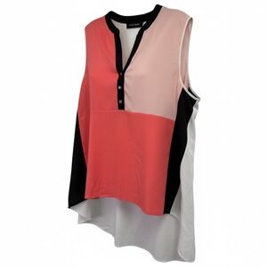Ivanka Trump Womens Sz Medium Multicolored Sleeveless V Neck Sheer Shirt (Y20)